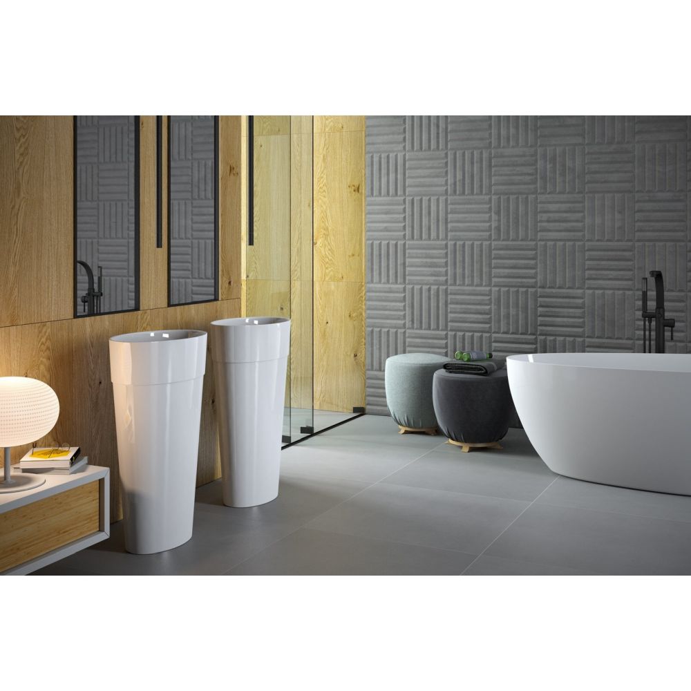 Lavoar freestanding alb 46 cm din compozit mineral DuraBe, Besco Uniqa [4]