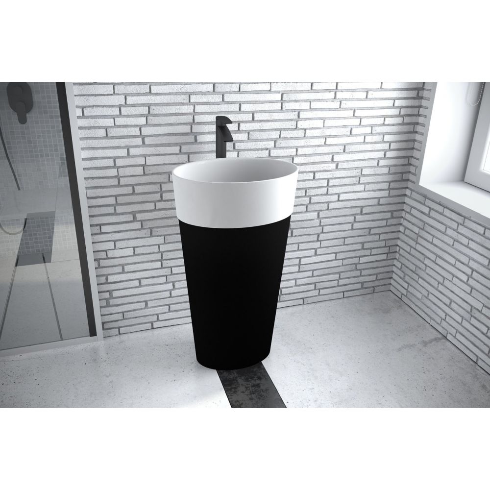 Lavoar freestanding negru/alb 46 cm din compozit mineral DuraBe, Besco Uniqa [3]