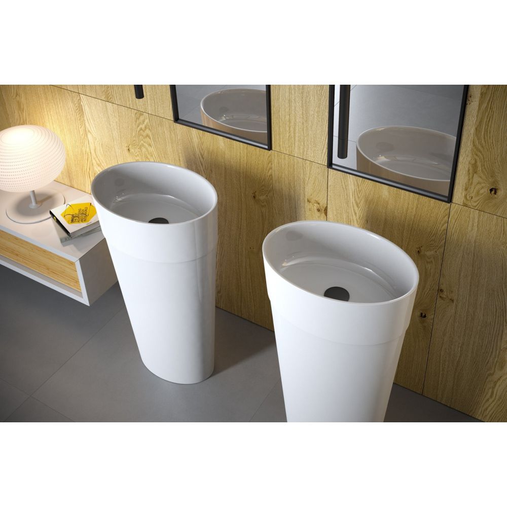 Lavoar freestanding alb 46 cm din compozit mineral DuraBe, Besco Uniqa [3]