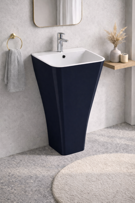 Lavoar freestanding din compozit, negru cu alb, dreptunghiular, Foglia Lea [2]