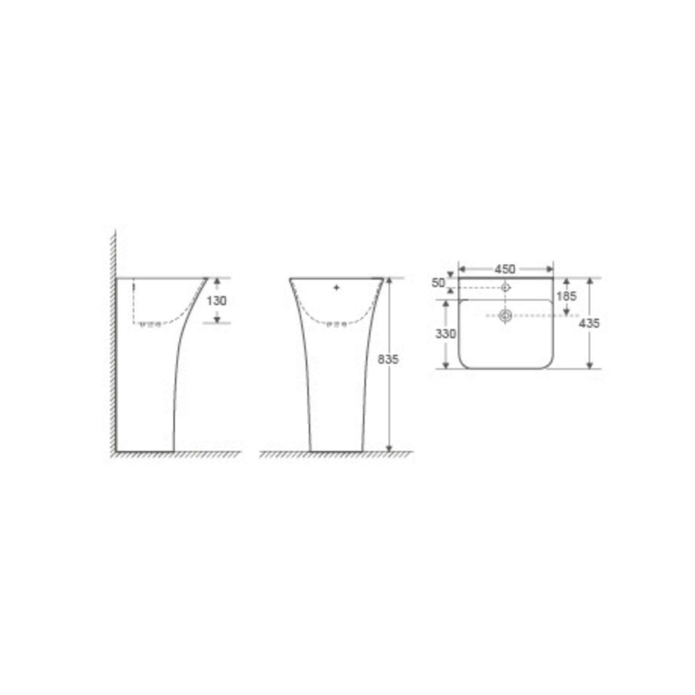 Lavoar freestanding dreptunghiular, 45 cm, Fluminia Aramis [3]