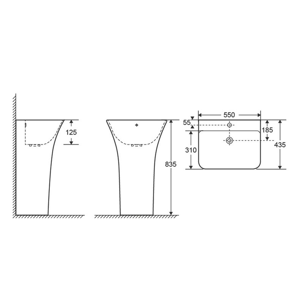 Lavoar freestanding dreptunghiular, 55 cm, Fluminia Aramis [6]