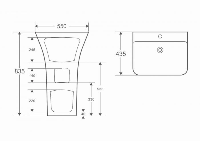 Lavoar freestanding dreptunghiular, 55 cm, Fluminia Aramis [7]