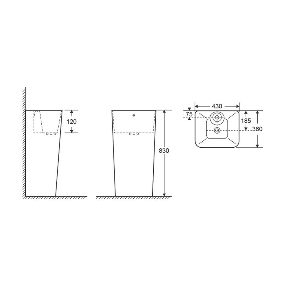Lavoar freestanding patrat, Fluminia, Porthos [4]