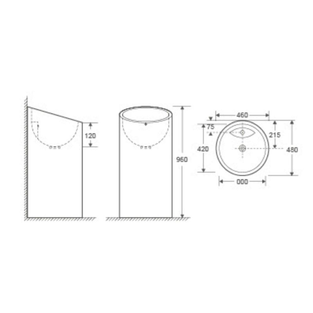 Lavoar freestanding alb 46 cm, rotund, Fluminia Jussac [2]
