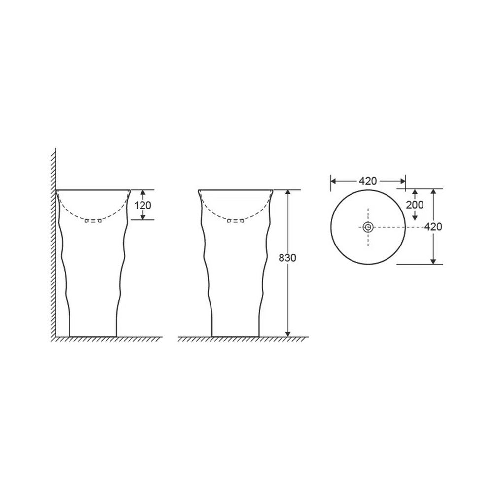 Lavoar freestanding alb 42 cm, rotund, Fluminia Novicia [6]