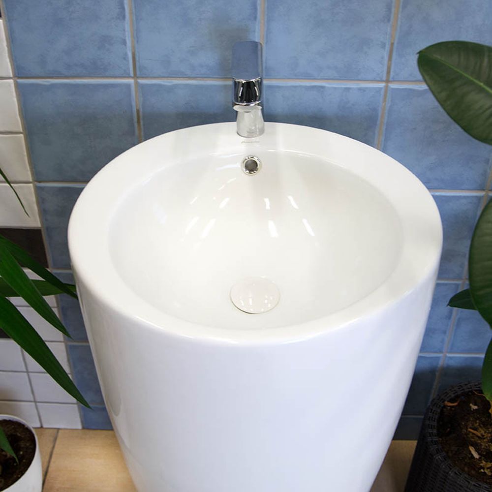 Lavoar freestanding rotund, alb Fluminia, Milady-50, back to wall [4]