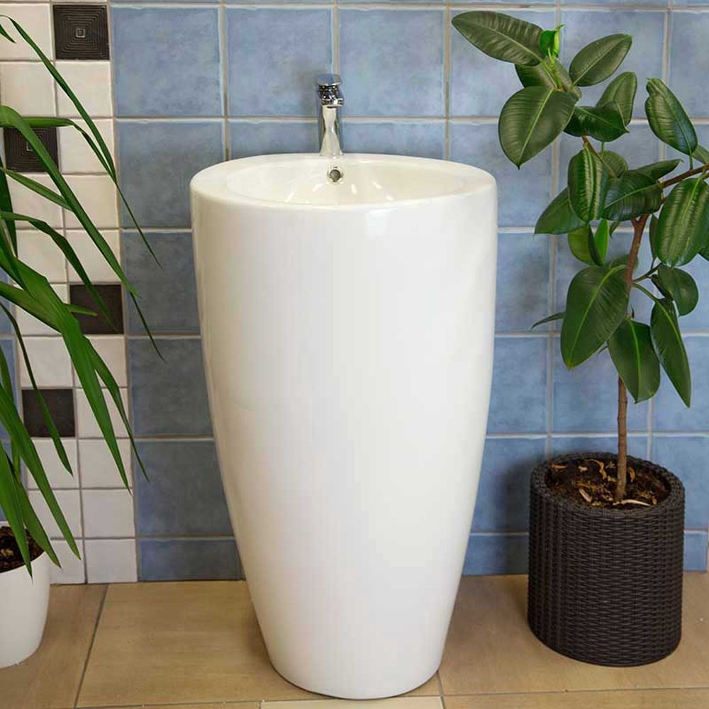 Lavoar freestanding rotund, alb Fluminia, Milady-50, back to wall [3]