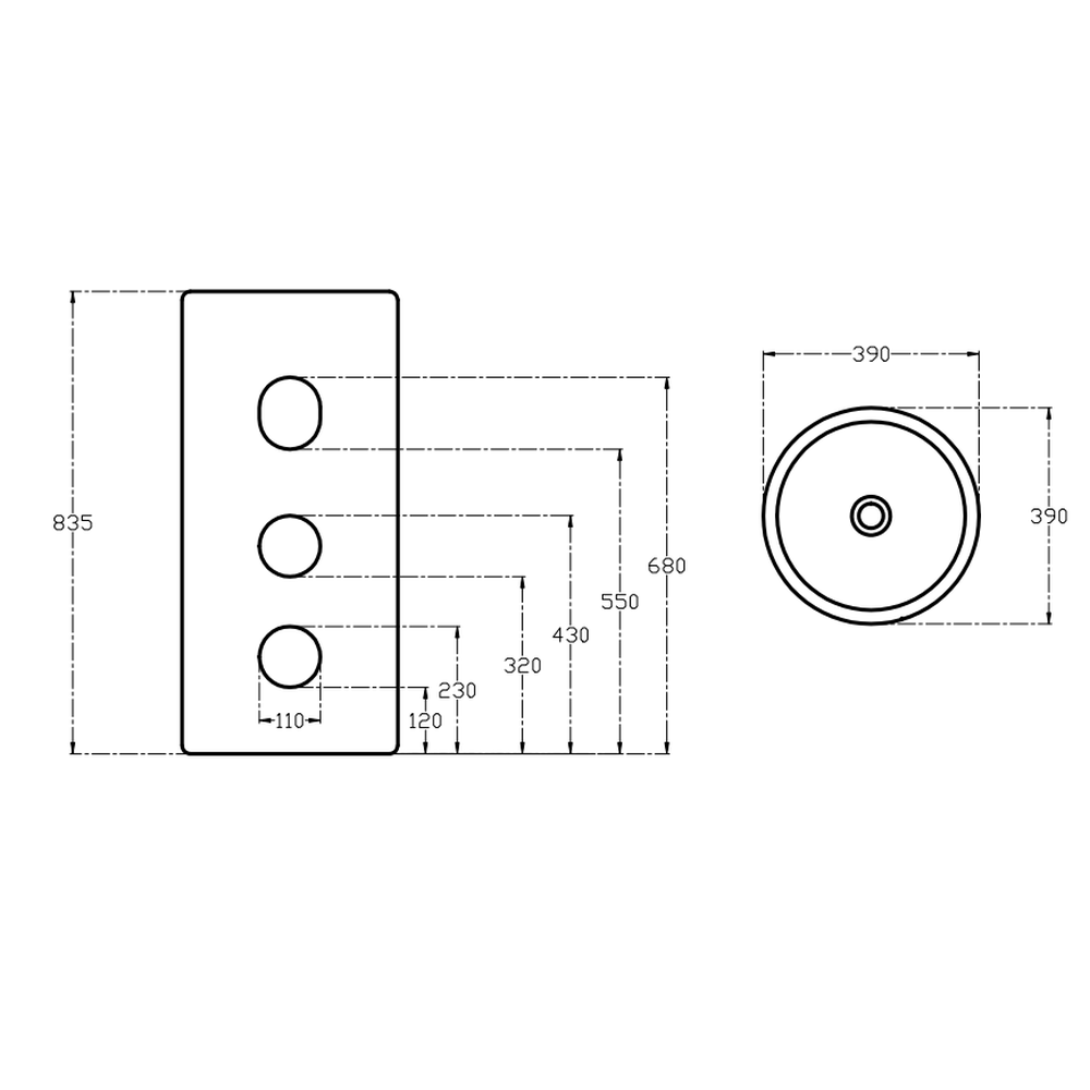 Lavoar freestanding rotund cu preaplin, Fluminia, Athos-B [6]