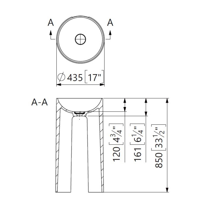 Lavoar freestanding rotund, din compozit, alb mat, 43.5x43.5x85 cm, Marmite Doha Diam [2]