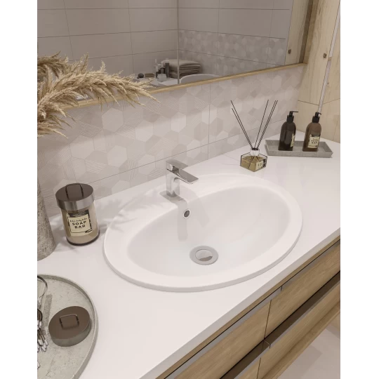 Lavoar incastrat alb 54 cm, oval, Cersanit Calla [4]