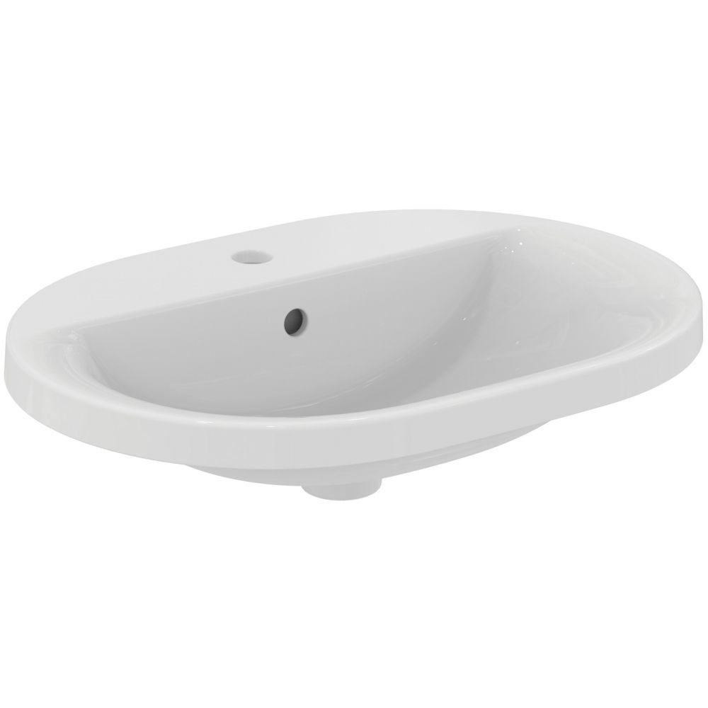 Lavoar incastrat alb 62 cm, oval, orificiu baterie si preaplin Ideal Standard Connect [2]