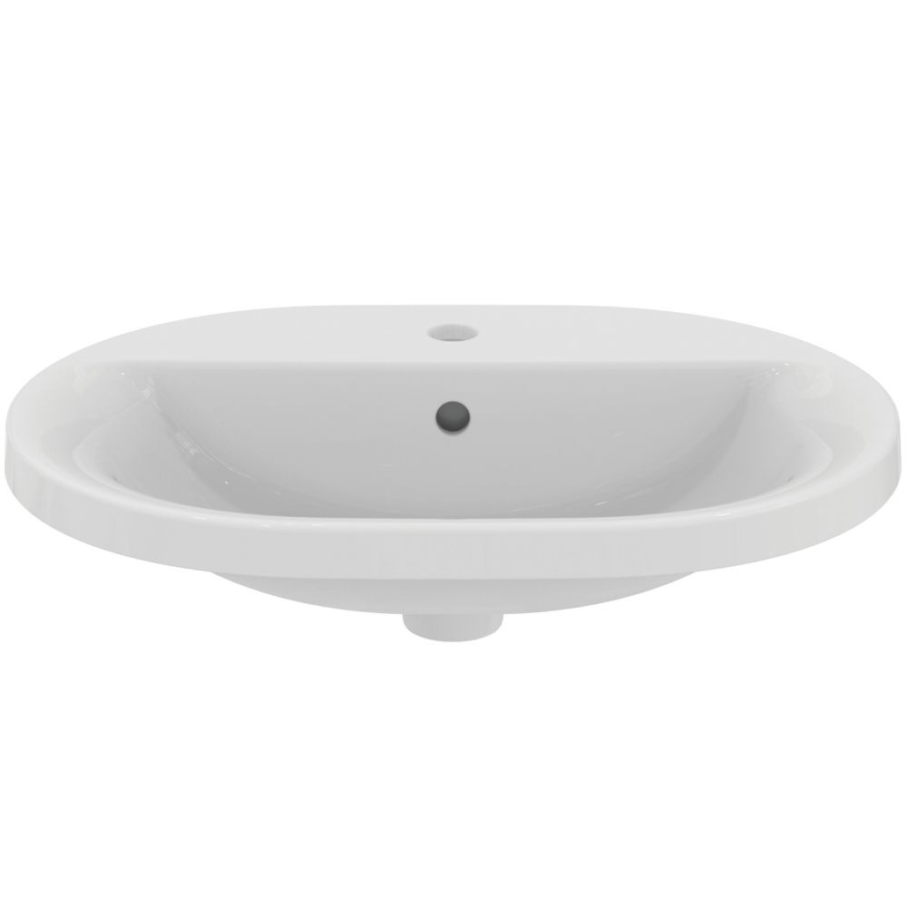 Lavoar incastrat alb 62 cm, oval, orificiu baterie si preaplin Ideal Standard Connect [3]