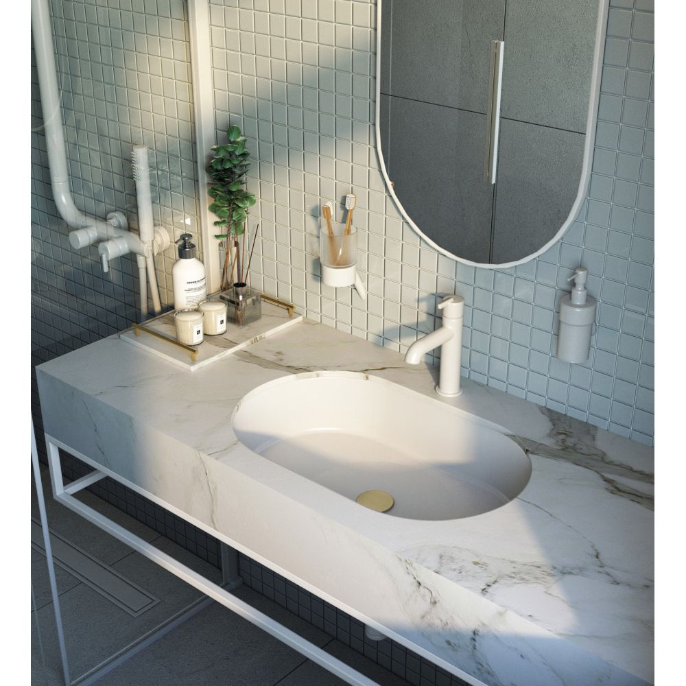 Lavoar incastrat compozit alb Deante Silia, oval, 59 cm [3]