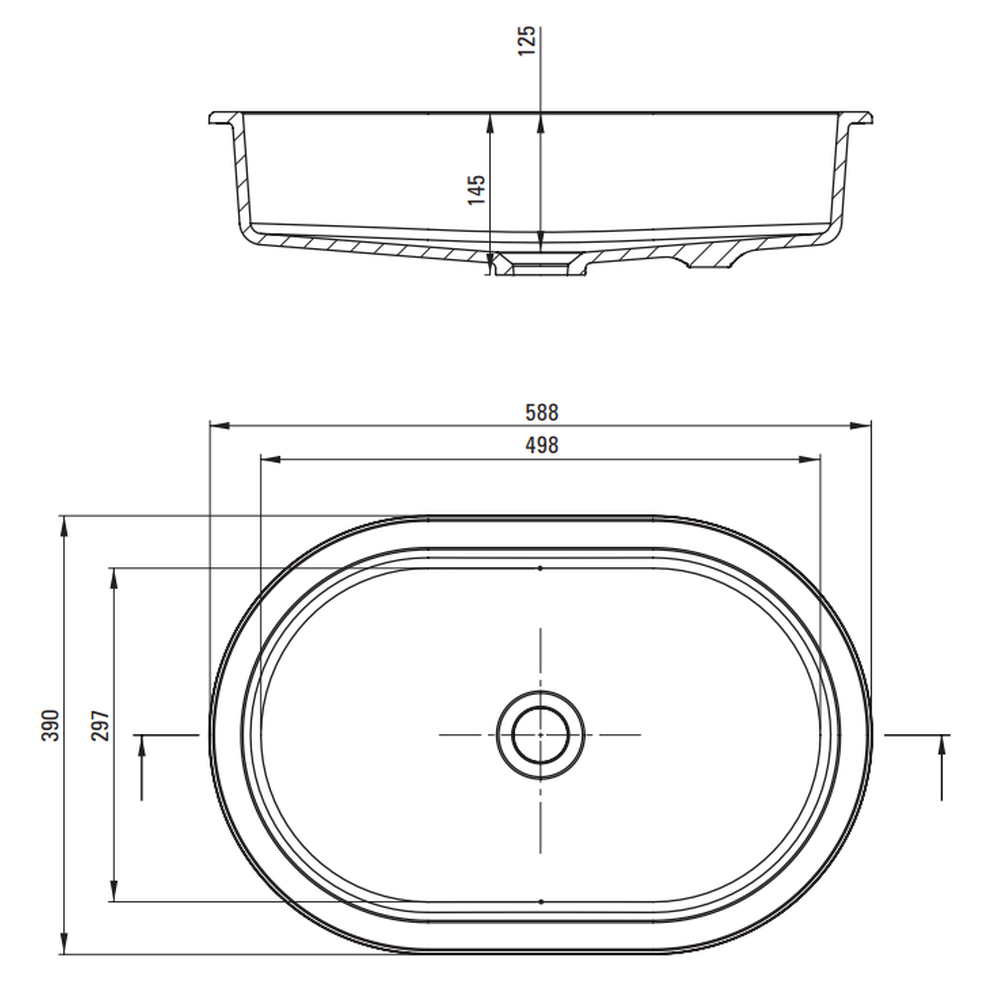 Lavoar incastrat compozit alb Deante Silia, oval, 59 cm [4]