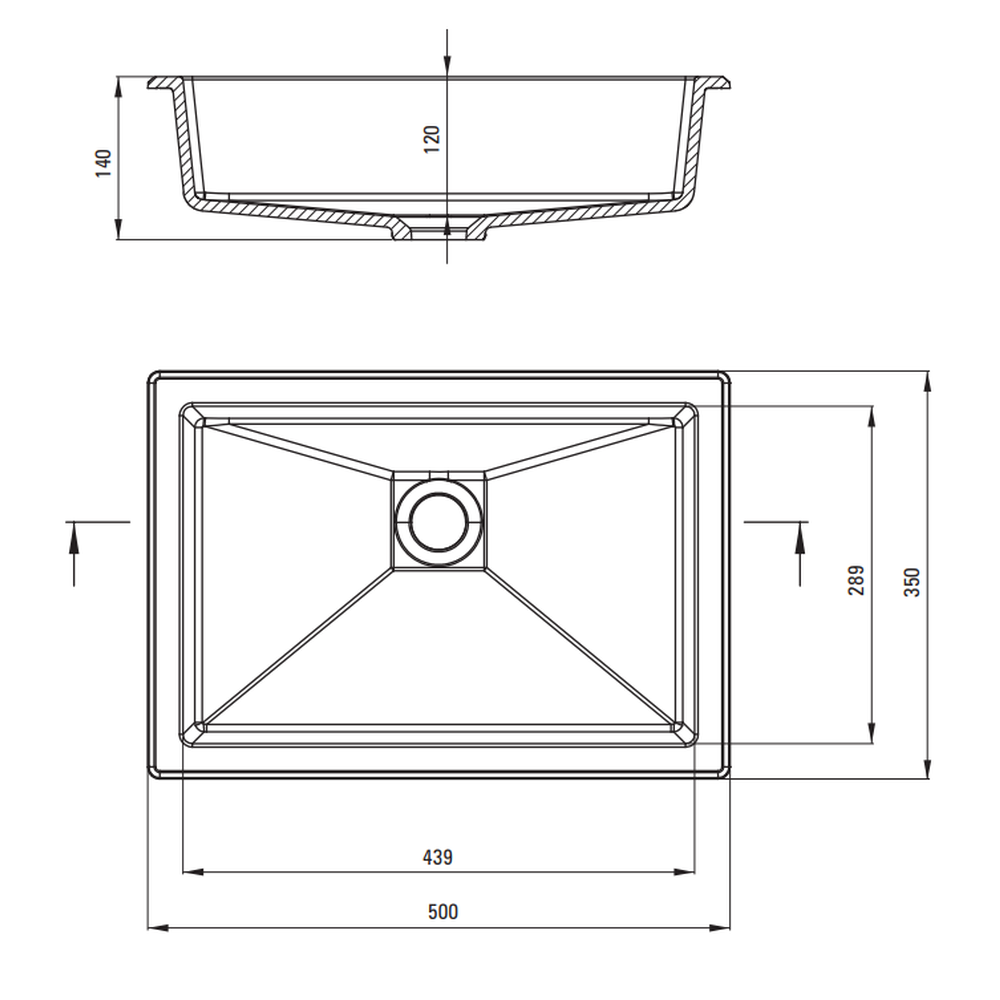 Lavoar incastrat compozit antracit Deante Correo, dreptunghiular, 50 cm [6]