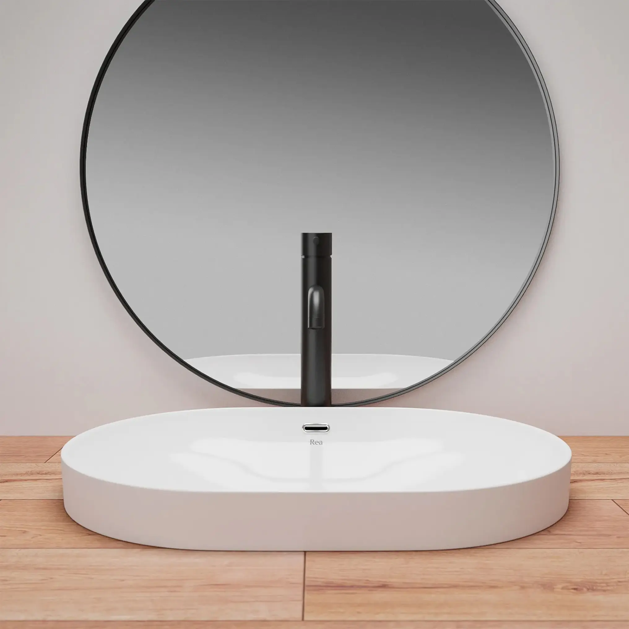 Lavoar oval Rea Arleta,  alb lucios, 61,5 x 40 cm [3]