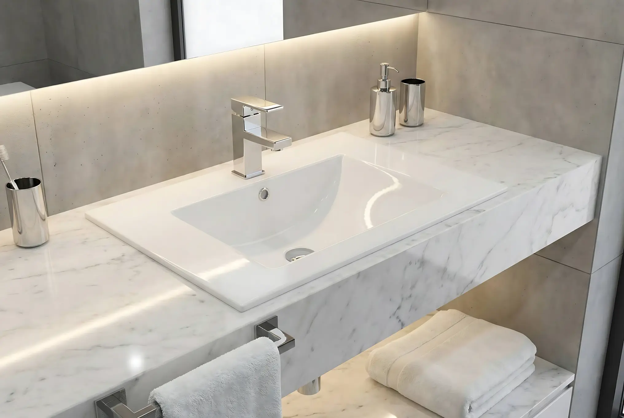 Lavoar dreptunghiular, alb, lucios, ceramică sanitară, 72×46,5 cm, REA [2]