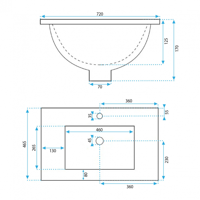 Lavoar dreptunghiular, alb, lucios, ceramică sanitară, 72×46,5 cm, REA [4]