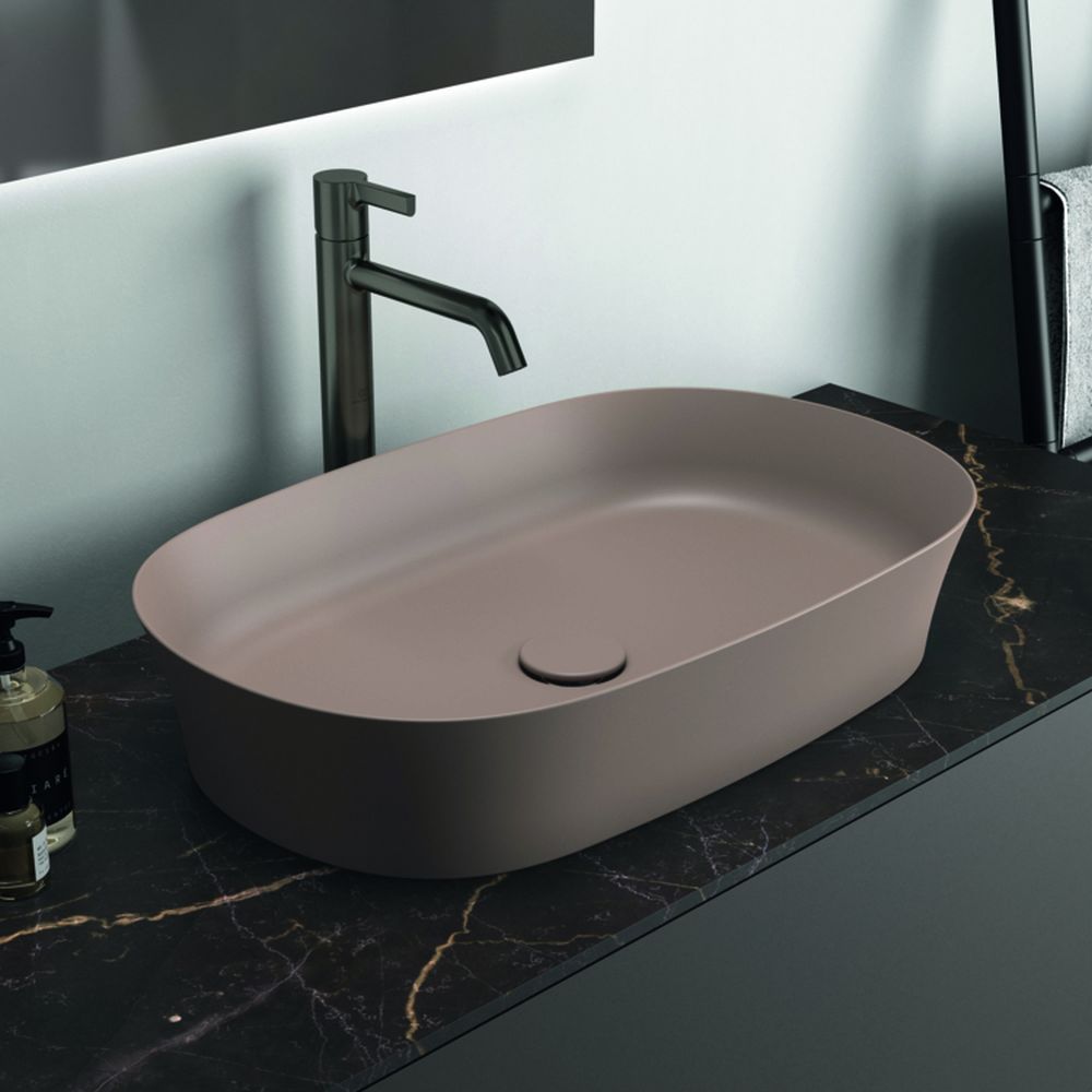 Lavoar pe blat maro lucios 60 cm, oval, fara preaplin, Ideal Standard Ipalyss [7]