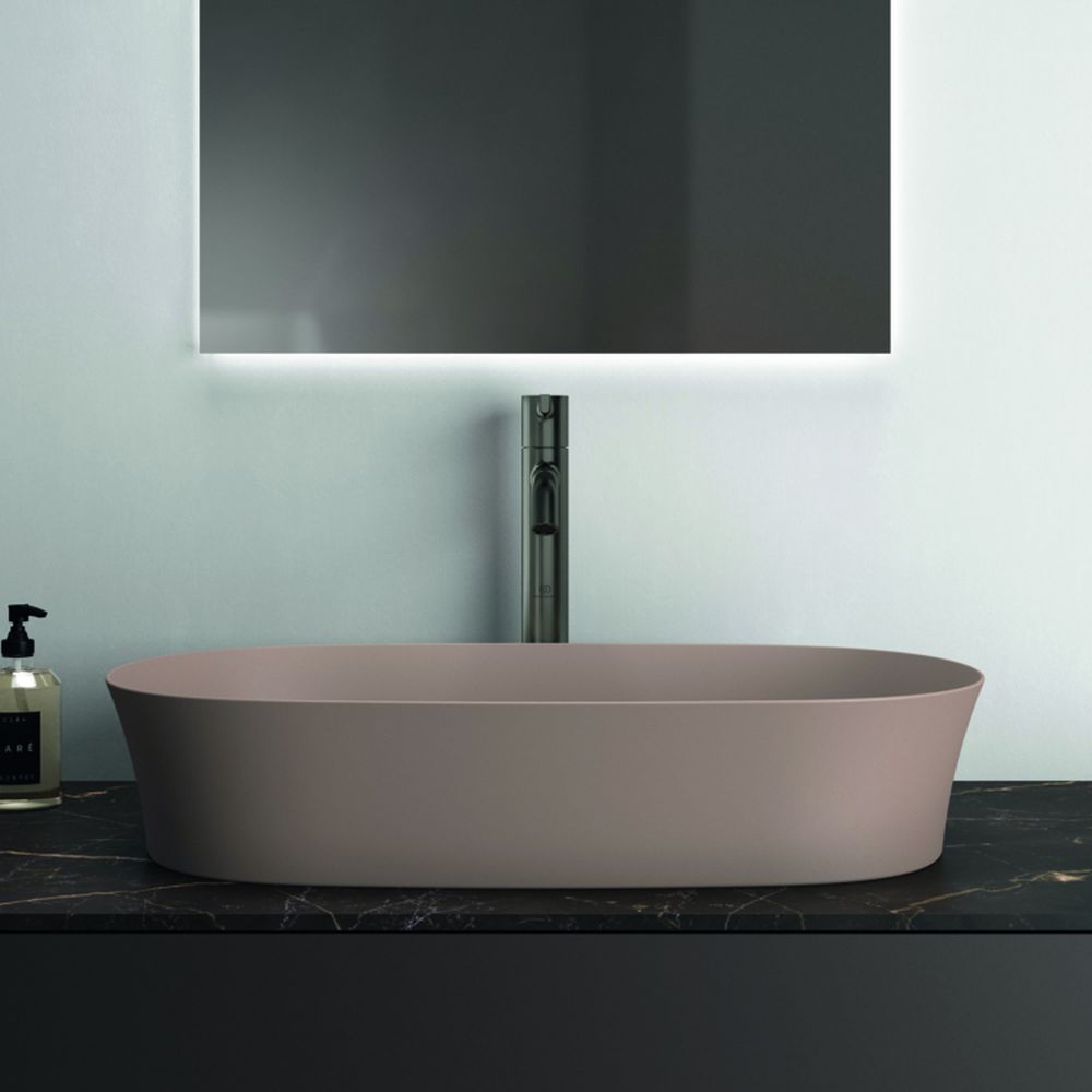 Lavoar pe blat maro lucios 60 cm, oval, fara preaplin, Ideal Standard Ipalyss [5]