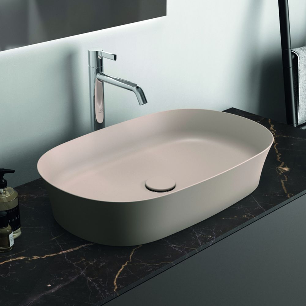 Lavoar pe blat bej lucios 60 cm, oval, fara preaplin, Ideal Standard Ipalyss [7]