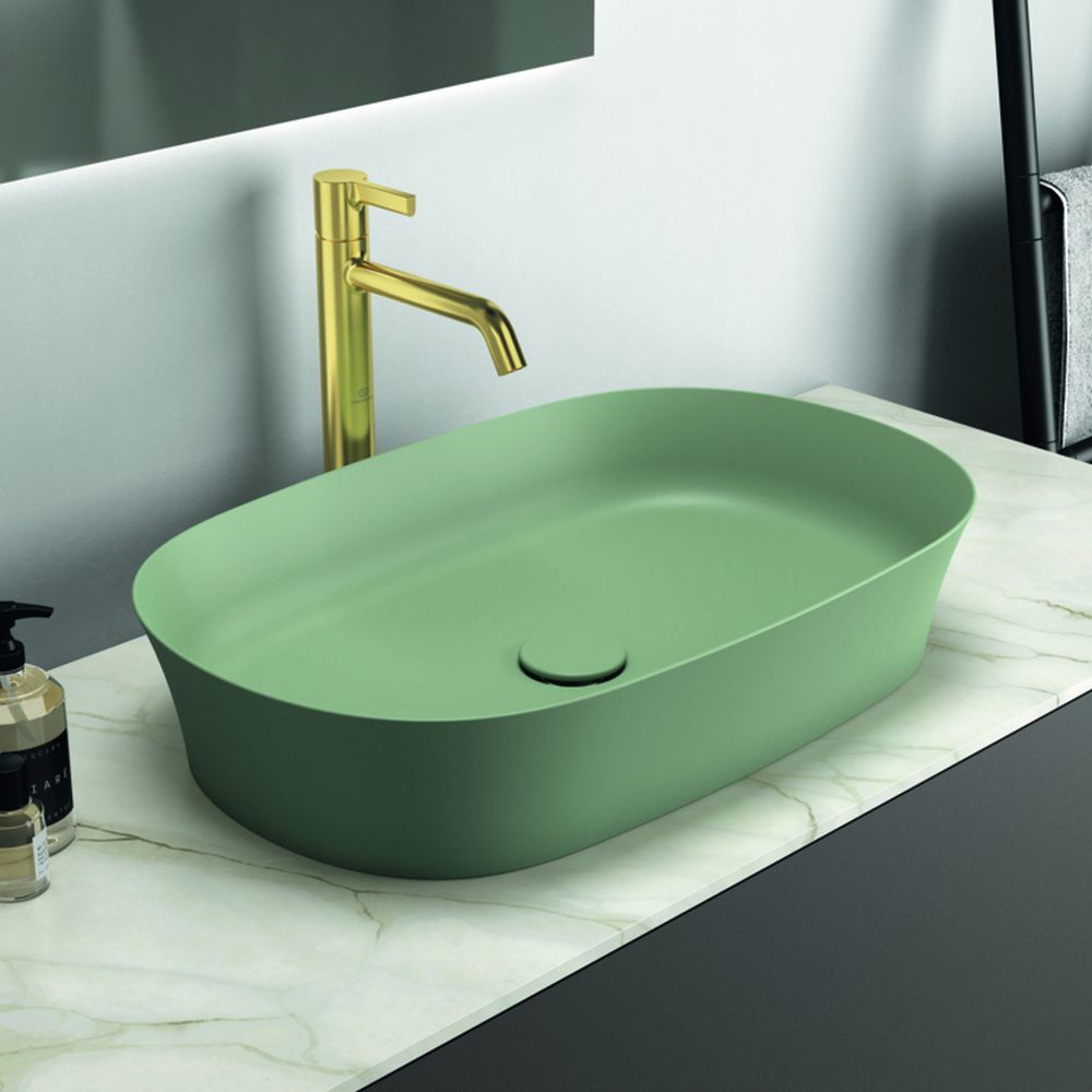 Lavoar pe blat verde lucios 60 cm, oval, fara preaplin, Ideal Standard Ipalyss [7]