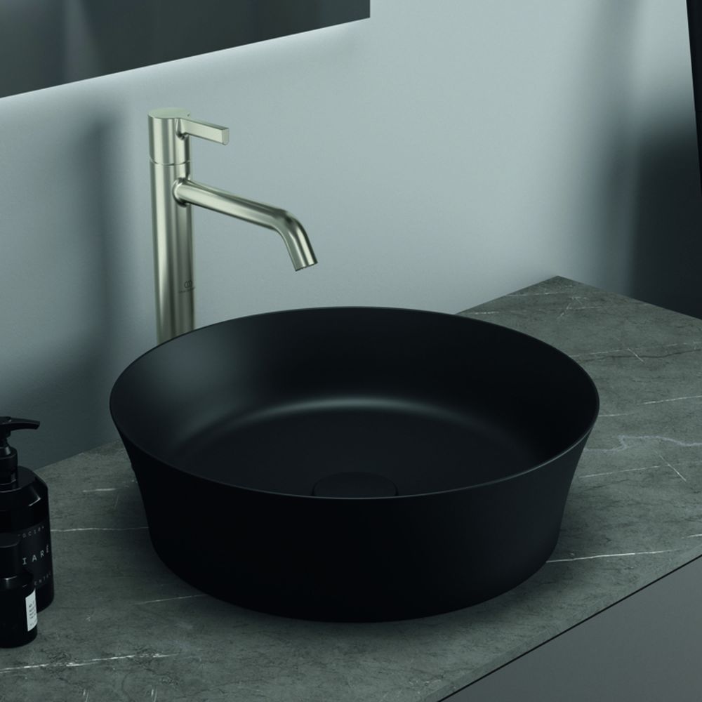 Lavoar pe blat negru mat 40 cm, rotund, fara preaplin, Ideal Standard Ipalyss [6]