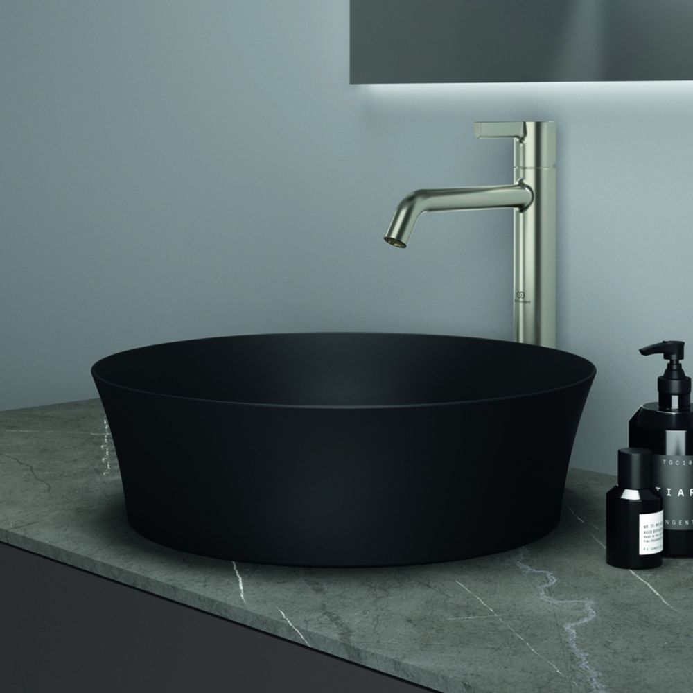 Lavoar pe blat negru mat 40 cm, rotund, fara preaplin, Ideal Standard Ipalyss [5]