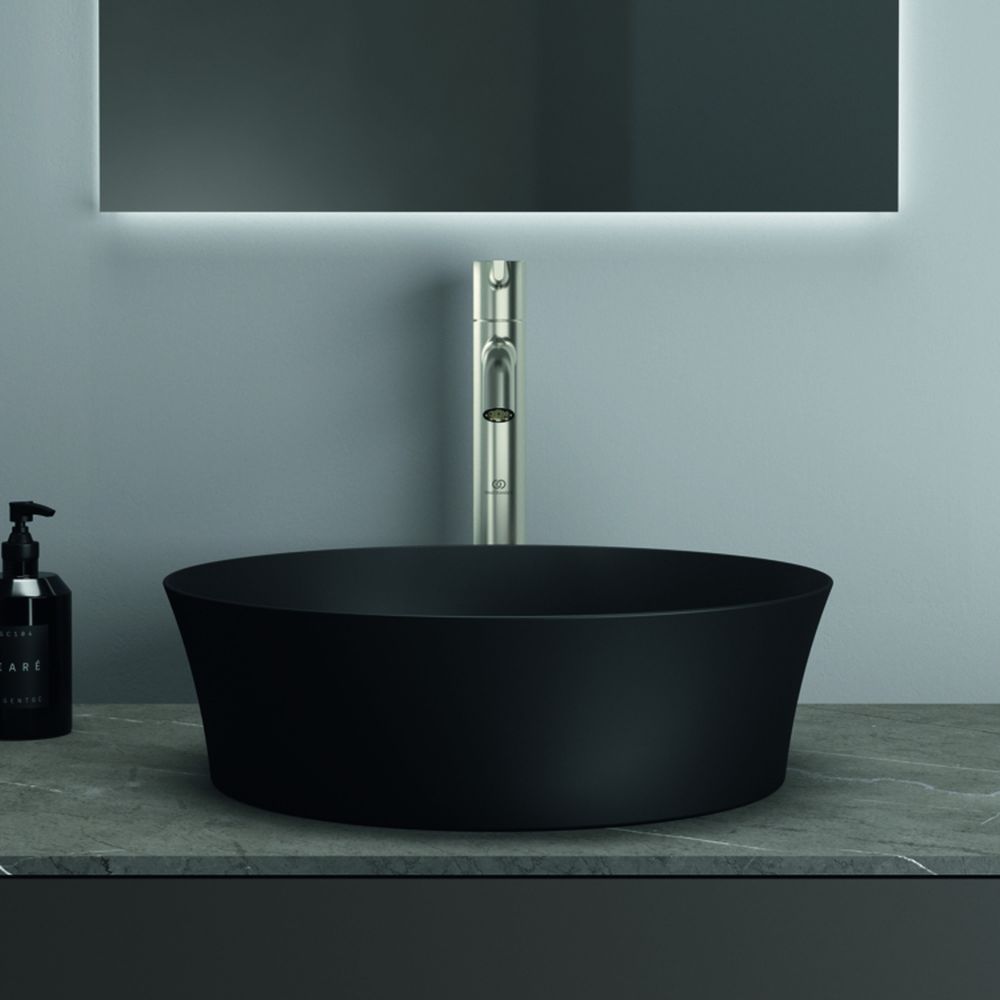 Lavoar pe blat negru mat 40 cm, rotund, fara preaplin, Ideal Standard Ipalyss [4]
