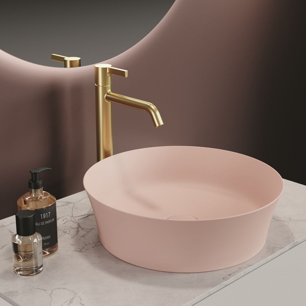 Lavoar pe blat roz lucios 40 cm, rotund, fara preaplin, Ideal Standard Ipalyss [4]