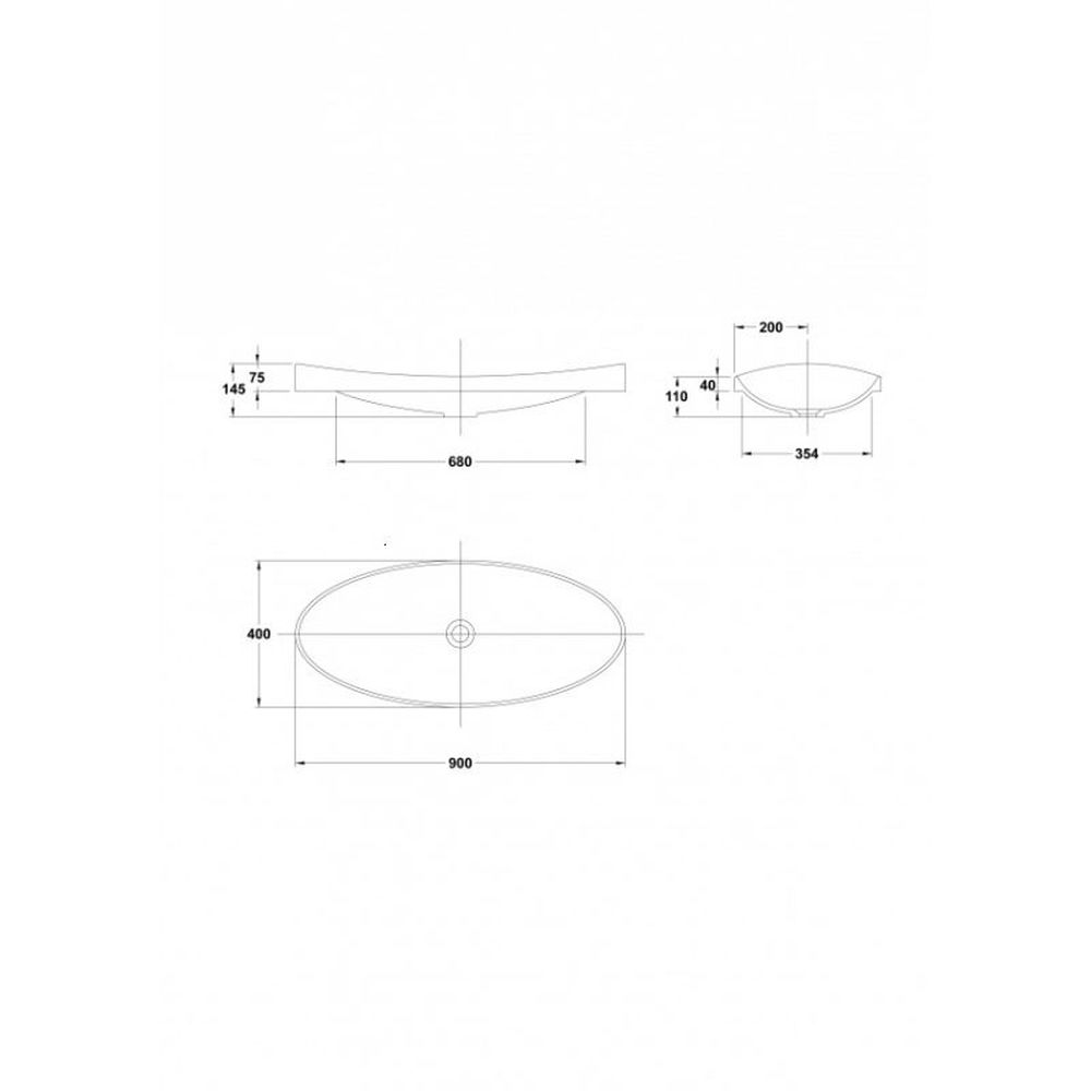 Lavoar incastrat gri inchis mat 90 cm, oval, Gala Klea [2]
