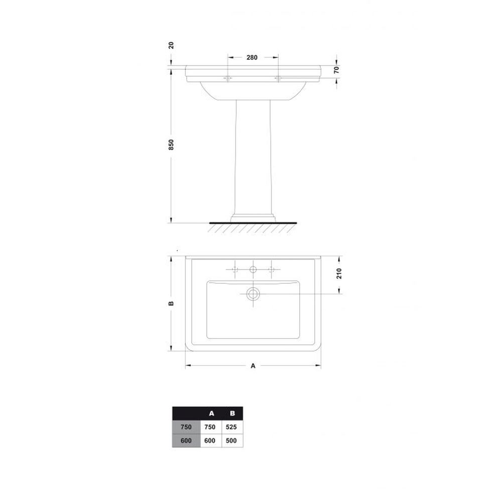 Lavoar suspendat alb 60 cm Gala Noble [3]