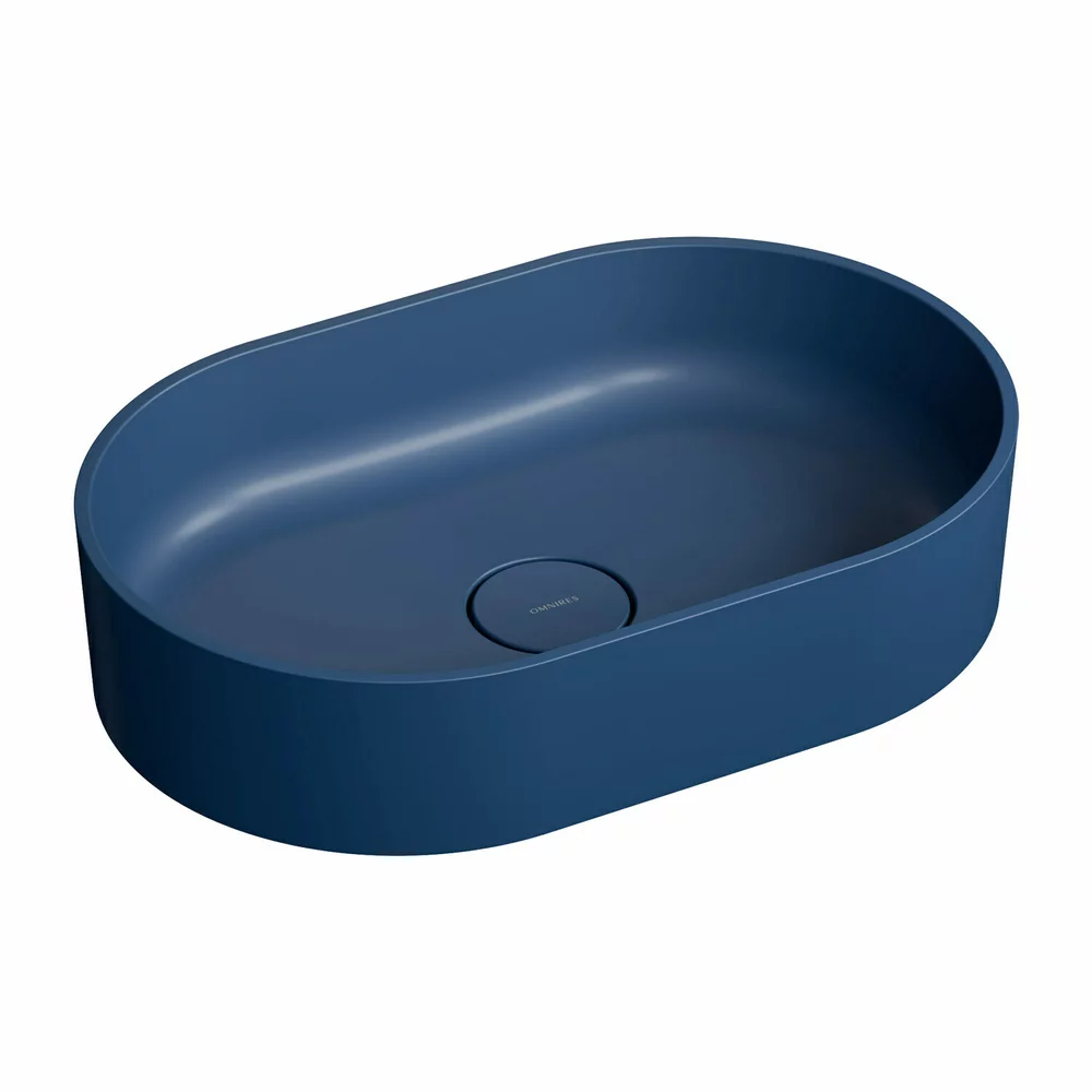 Lavoar OMNIRES Ovo M+ cu montare pe blat, 55x36 cm, compozit, albastru mat [1]