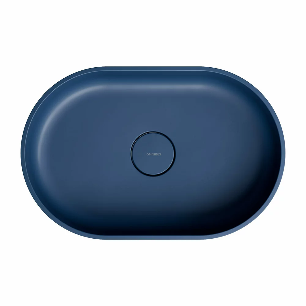 Lavoar OMNIRES Ovo M+ cu montare pe blat, 55x36 cm, compozit, albastru mat [2]
