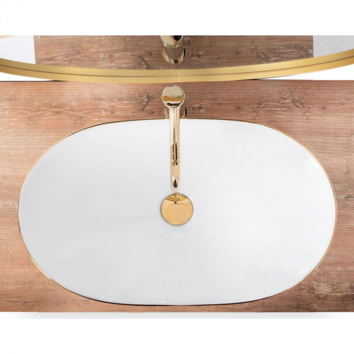 Lavoar oval de blat alb-cu auriu 62x36 cm Rea Royal [4]