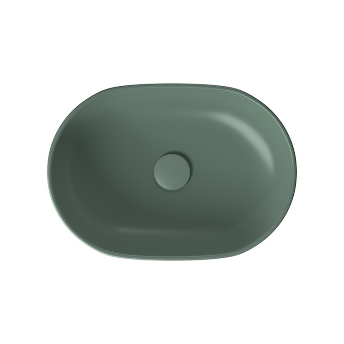 Lavoar pe blat oval, ceramica verde mat, 50x35.5 cm, Cersanit Moduo [3]