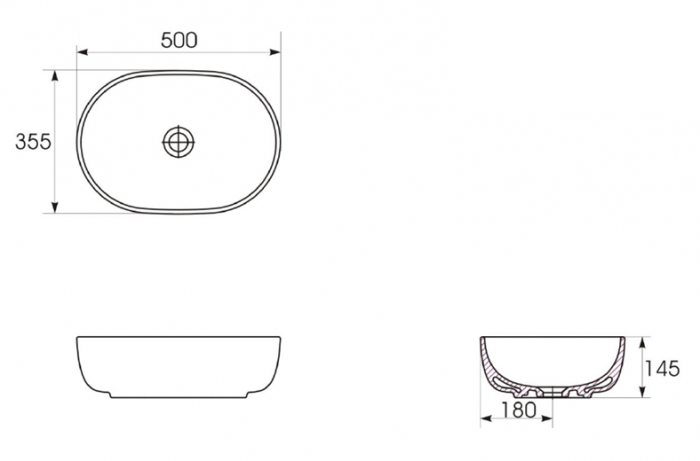 Lavoar pe blat caramiziu 50 cm, oval, Cersanit Moduo - Resigilat [2]