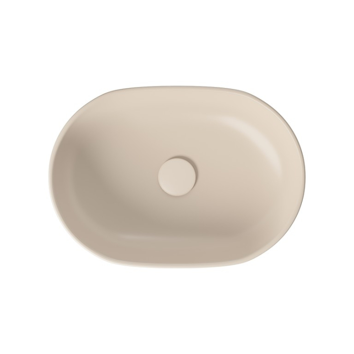 Lavoar pe blat oval, ceramica bej mat, 50x35.5 cm, Cersanit Moduo [3]