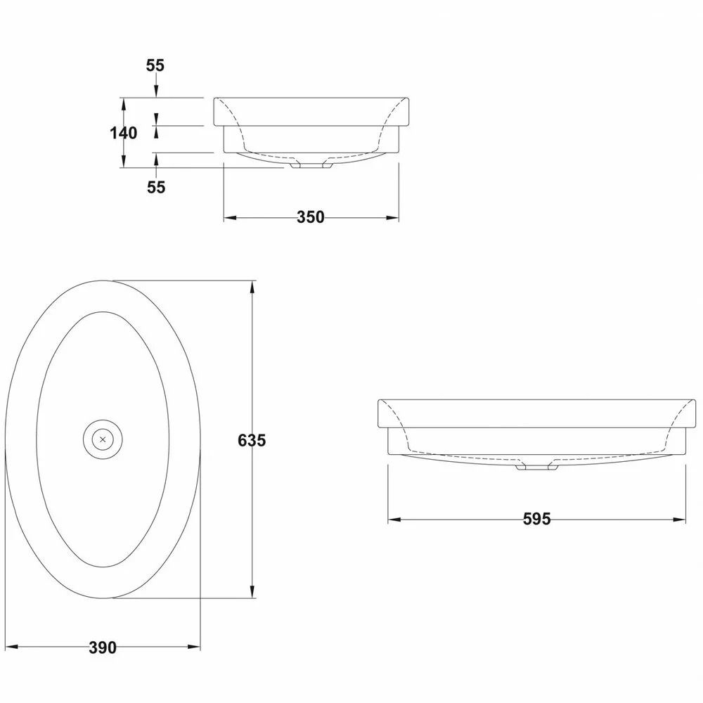 Lavoar incastrat alb 63 cm, oval, Gala Ovalo [3]