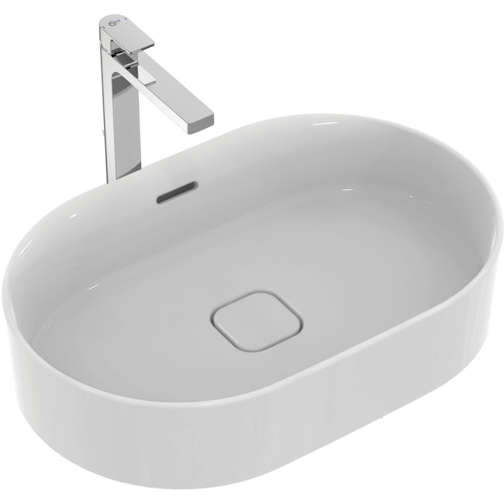 Lavoar pe blat alb 60 cm, oval, cu preaplin, Ideal Standard Strada II [2]