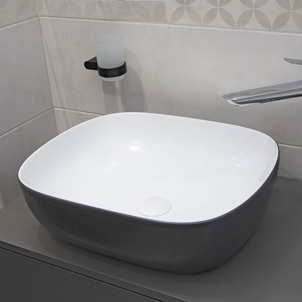 Lavoar pe blat alb/gri mat 49 cm Fluminia Indus [5]