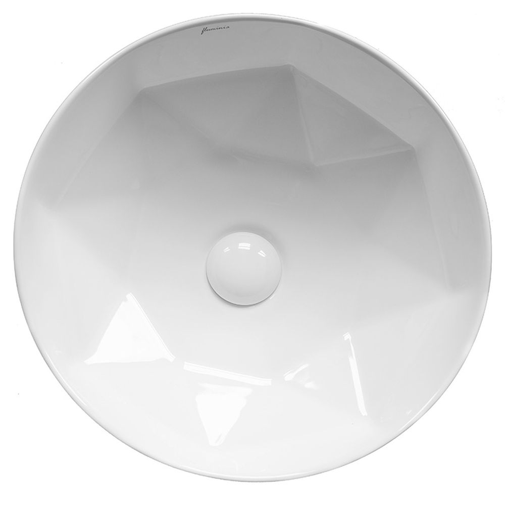 Lavoar pe blat alb lucios 40 cm, rotund, Fluminia Crystal [2]