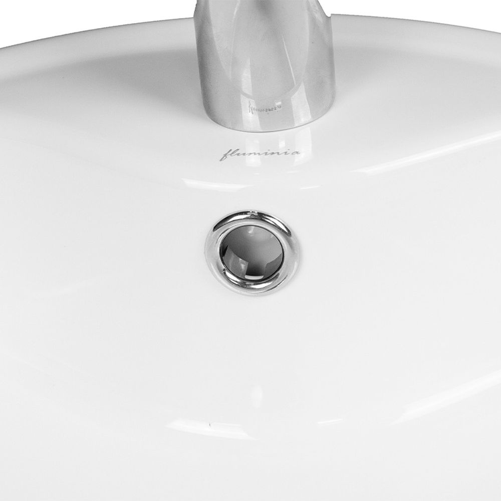 Lavoar pe blat alb lucios 40 cm, rotund, orificiu baterie, Fluminia Ibiza Grande New [3]