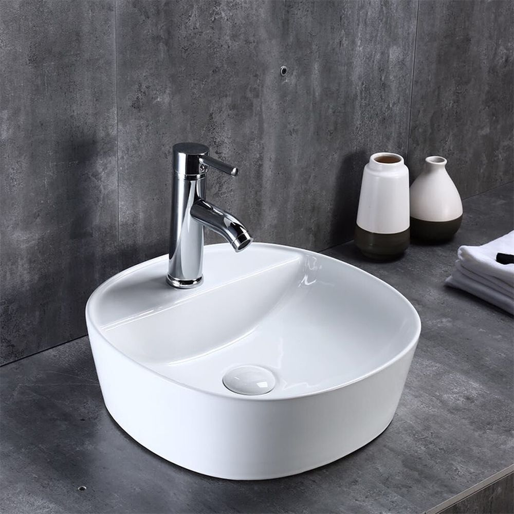Lavoar pe blat alb lucios, 41 cm, rotund, Fluminia Cassandra [5]