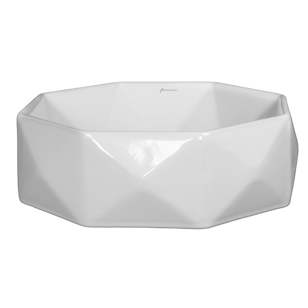 Lavoar pe blat alb lucios 42 cm, hexagonal, Fluminia Briliant [2]