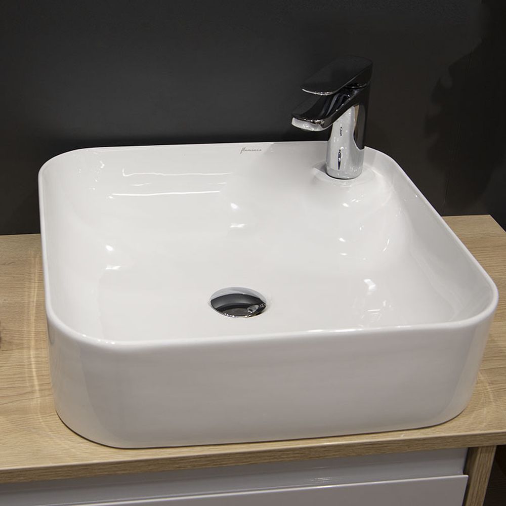 Lavoar pe blat alb lucios 43 cm, patrat, Fluminia Dionis [5]