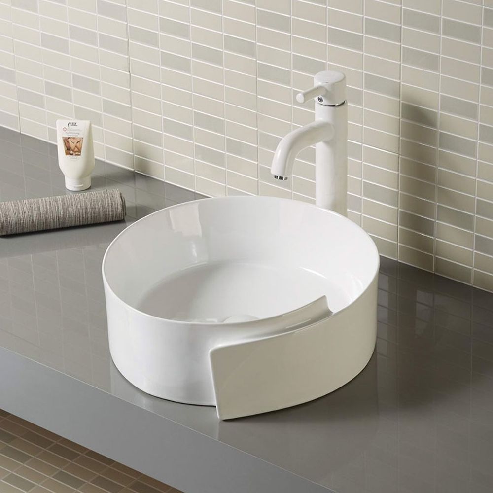 Lavoar pe blat alb lucios 44 cm, rotund, Fluminia Amor [4]