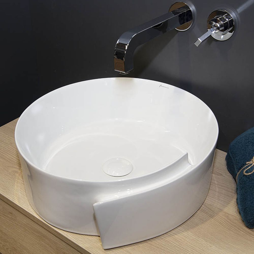 Lavoar pe blat alb lucios 44 cm, rotund, Fluminia Amor [6]