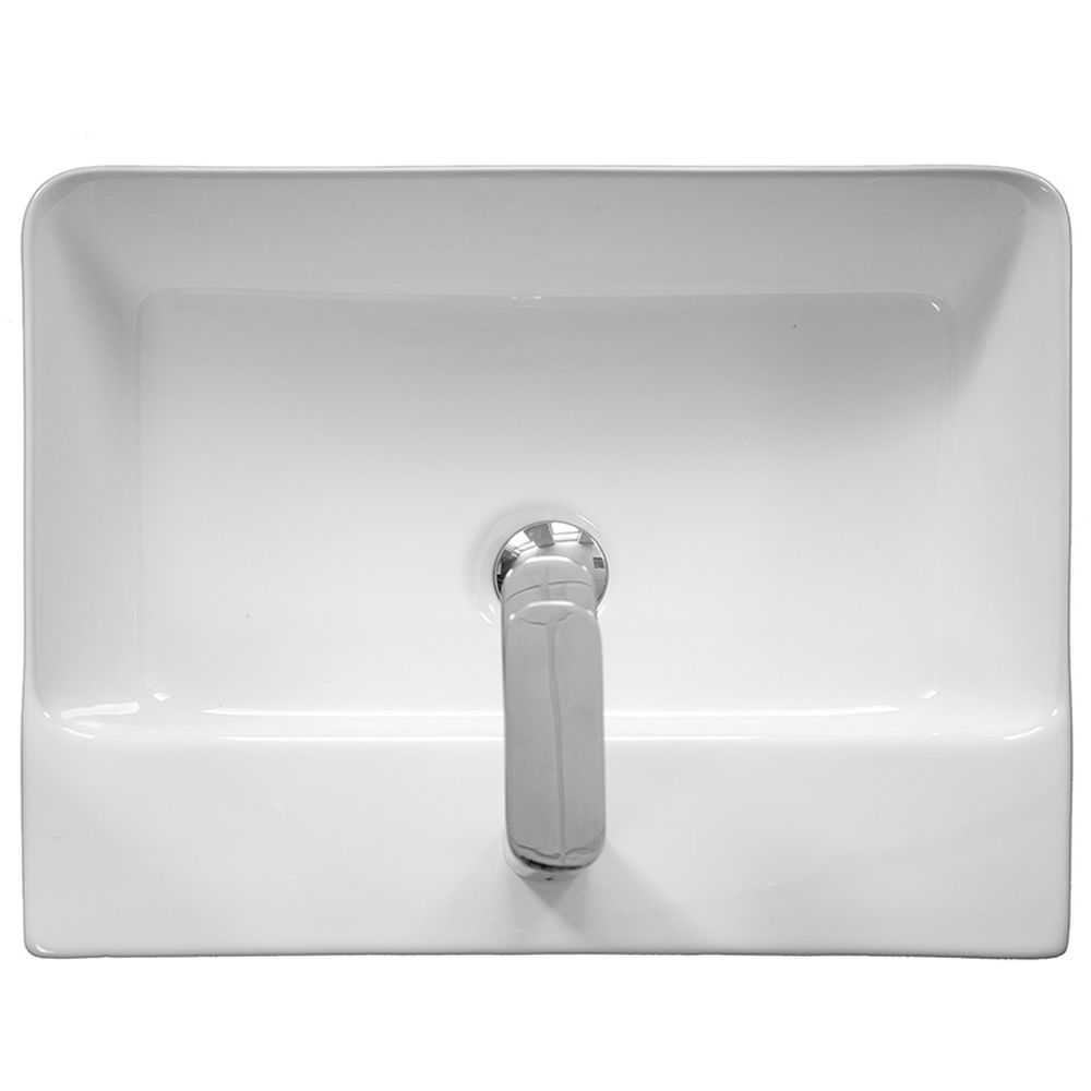 Lavoar pe blat alb lucios 46 cm, dreptunghiular, cu orificiu baterie, Fluminia Mercur [2]